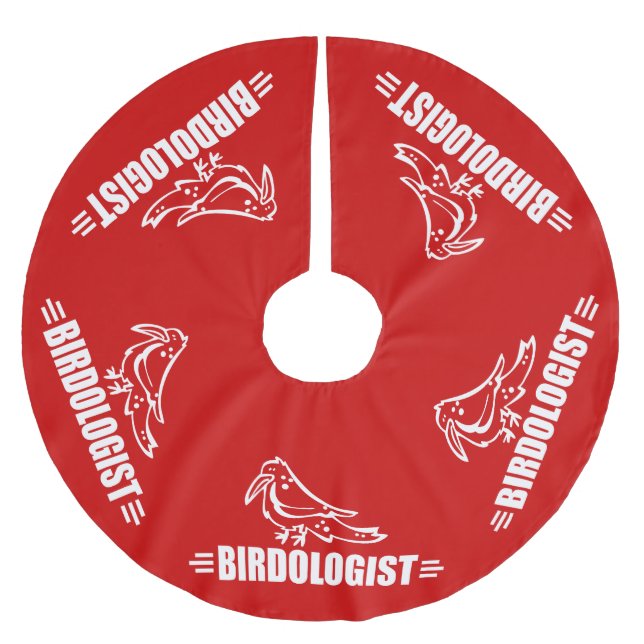 Lustiger Vogelbeobachter Polyester Weihnachtsbaumdecke (Vorderseite)