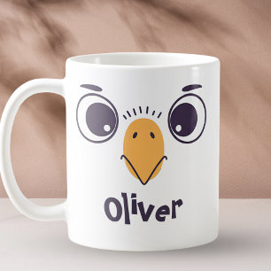 Lustiger Vogelkopf mit großen Augen Kaffeetasse
