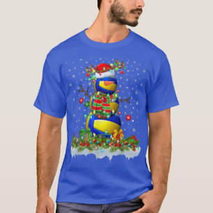 Lustiger Volleyball-Schneemann Weihnachtsbeleuchtu T-Shirt