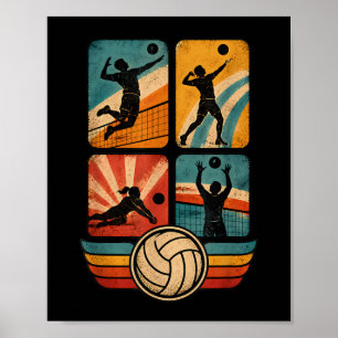 Lustiger Volleyball-Spieler Retro-Outfit Volleybal Poster