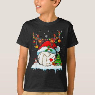 Lustiger Volleyball Weihnachten Rentier Santa Hut T-Shirt