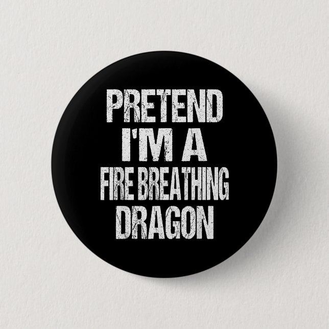 Lustiger vorgespielter feuerspeiender Drache Hallo Button (Vorderseite)