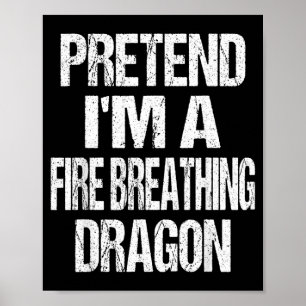 Lustiger vorgespielter feuerspeiender Drache Hallo Poster