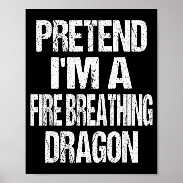 Lustiger vorgespielter feuerspeiender Drache Hallo Poster (Vorne)