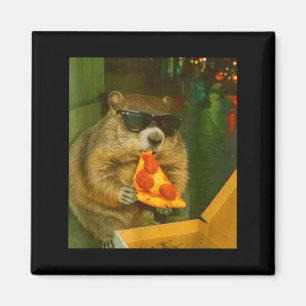 Lustiger Waldmurmeltier-Woodchuck, der Pizza isst  Magnet