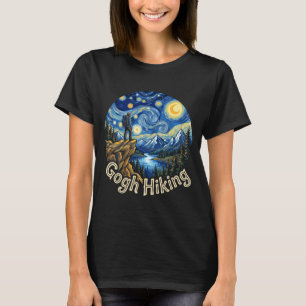 Lustiger Wanderer Gogh Wandern Sternennacht Kunst T-Shirt