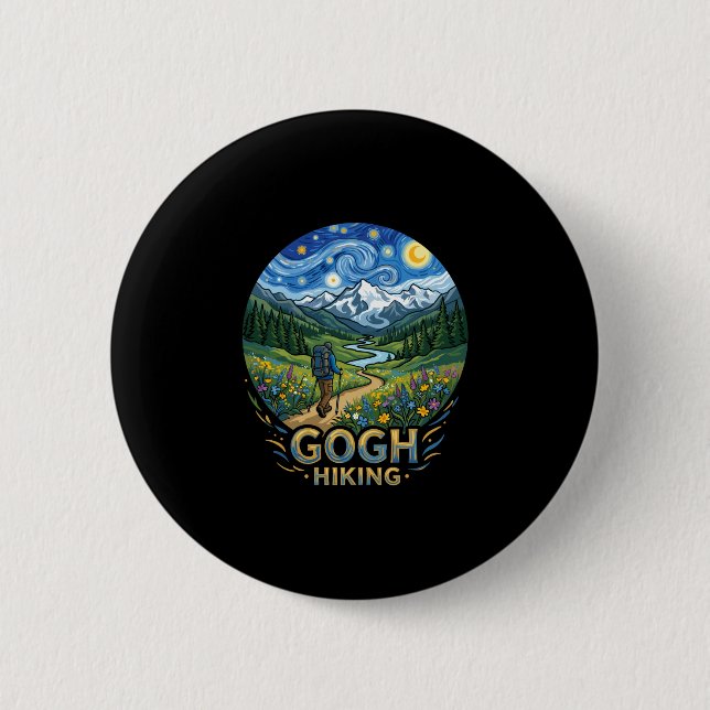 Lustiger Wanderer Sternennacht Kunst van gogh gogh Button (Vorderseite)