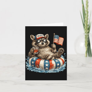 Lustiger Waschbär 4. Juli Amerika Patriotischer Li Karte
