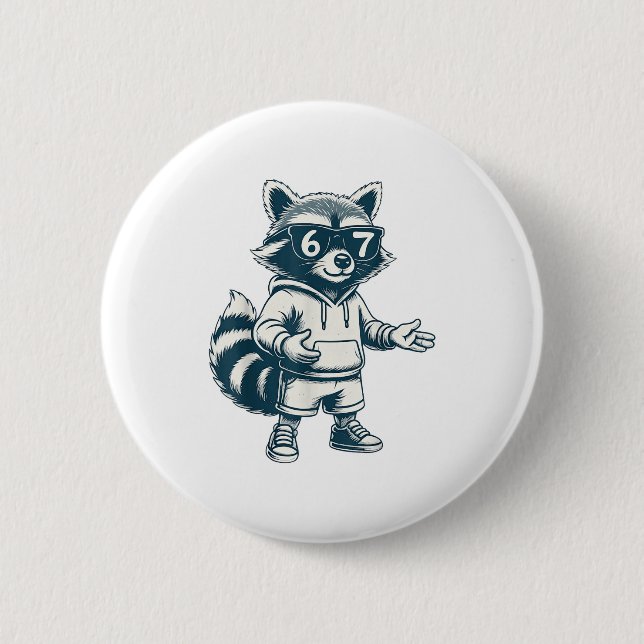 Lustiger Waschbär 67 Meme Sechs Sieben  Button (Vorderseite)