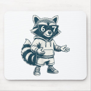 Lustiger Waschbär 67 Meme Sechs Sieben  Mousepad