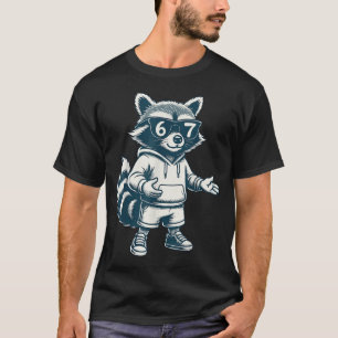 Lustiger Waschbär 67 Meme Sechs Sieben  T-Shirt