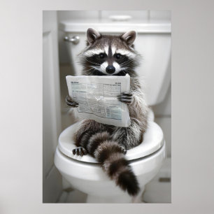 Lustiger Waschbär-Badezimmerdruck Toiletten-Humor Poster