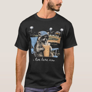 Lustiger Waschbär Baseballfeld Ich Lebe T-Shirt