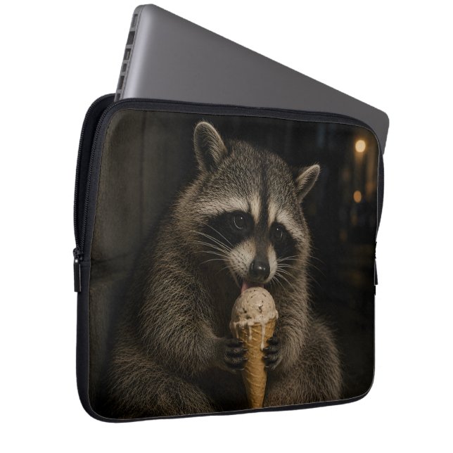 Lustiger Waschbär, der Eiscreme isst Laptopschutzhülle (Vorne Rechts)