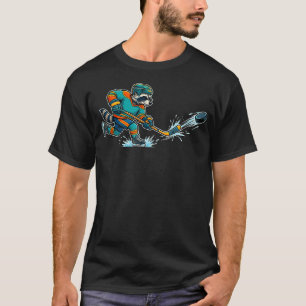 Lustiger Waschbär Eishockey Sportler T-Shirt