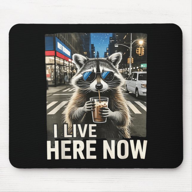 Lustiger Waschbär-Eiskaffee Lebe Hier Stadtmüll Mousepad (Vorne)