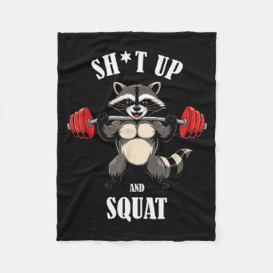 Lustiger Waschbär Fitness Kniebeugen Workout Gewic Fleecedecke