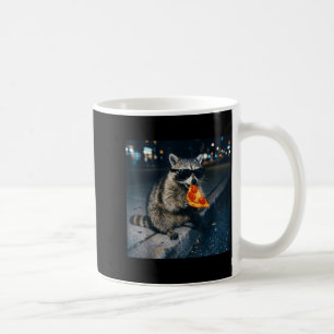 Lustiger Waschbär isst Pizza süßes Tier Selfie Kaffeetasse