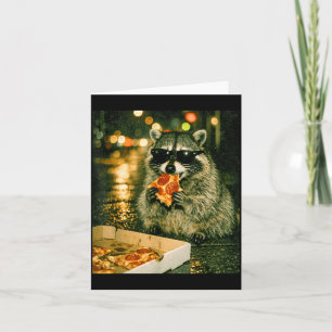 Lustiger Waschbär isst Pizza-Tier-Meme Müll-Panda Karte