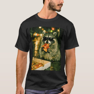 Lustiger Waschbär isst Pizza-Tier-Meme-Müll-Panda T-Shirt