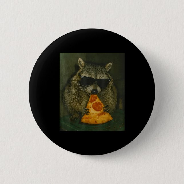 Lustiger Waschbär isst Zza Tier Meme Männer Frauen Button (Vorderseite)