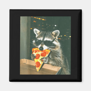 Lustiger Waschbär isst Zza Tier Meme Männer Frauen Magnet