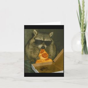 Lustiger Waschbär isst Zza Tier Meme Waschbär Karte