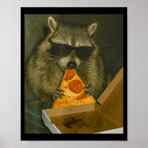 Lustiger Waschbär isst Zza-Tier-Meme-Waschbär Poster