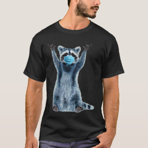 Lustiger Waschbär Medizinische blaue Gesichtsmaske T-Shirt