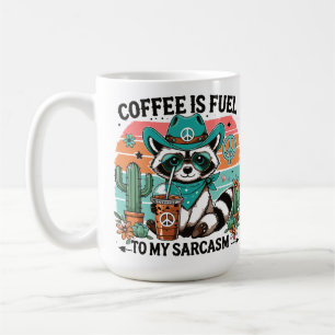 Lustiger Waschbär mit Kaffee und Sarkasmus Kaffeetasse