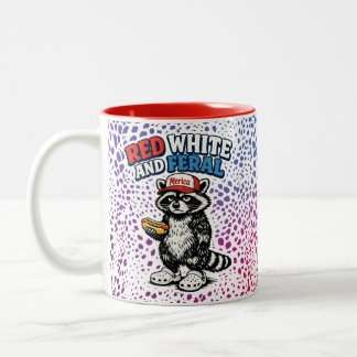 Lustiger Waschbär-Mug Red White und Wild Zweifarbige Tasse