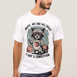 Lustiger Waschbär Positive Vibes T-Shirt