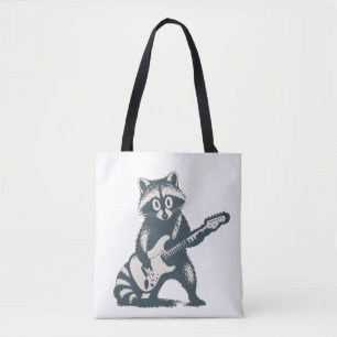 Lustiger Waschbär spielt elektrische Gitarre