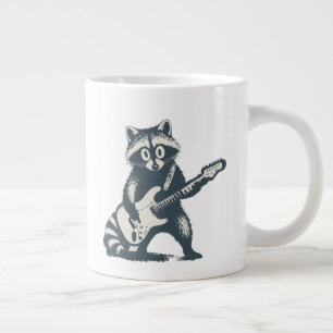 Lustiger Waschbär spielt elektrische Gitarre Jumbo-Tasse