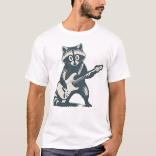 Lustiger Waschbär spielt elektrische Gitarre T-Shirt
