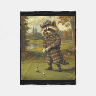 Lustiger Waschbär spielt Golf Grafik Verrückter Wa Fleecedecke