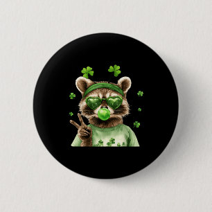 Lustiger Waschbär St. Patrick's Day Glücklicher Ir Button