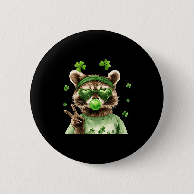 Lustiger Waschbär St. Patrick's Day Glücklicher Ir Button (Vorderseite)