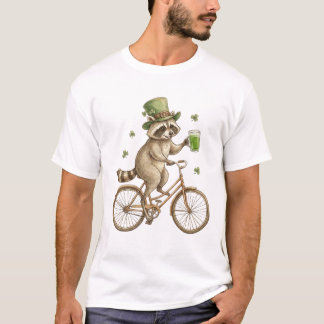 Lustiger Waschbär, St. Patrick's Day Irisches Klee T-Shirt