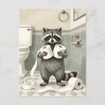 Lustiger Waschbär-Toilettenpapier-Dieb Badezimmer