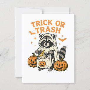 Lustiger Waschbär Trick oder Müll Halloween Postkarte