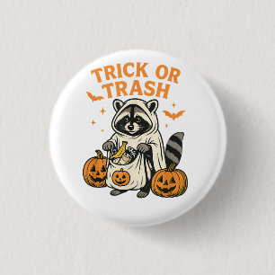 Lustiger Waschbär Trick or Trash Halloween Button