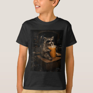 Lustiger Waschbär trinkt eisgekühlten Kaffee Lusti T-Shirt