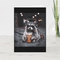 Lustiger Waschbär trinkt Eiskaffee Tier Meme Männe