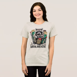 Lustiger Waschbär-Überlebensmodus aktiv Kaffee-Lie Tri-Blend Shirt