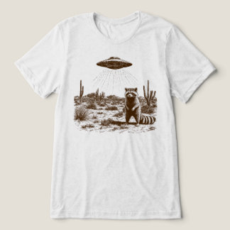 Lustiger Waschbär-UFO-Alien-Entführung Wüste Tri-Blend Shirt