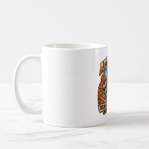 Lustiger Waschbär-Wanderer, ein langsamer Schritt Kaffeetasse