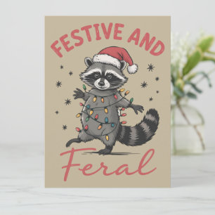 Lustiger Waschbär-Weihnachten Verwildertes Meme Xm Feiertagskarte