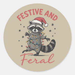 Lustiger Waschbär Weihnachten Wilder Meme Xmas Runder Aufkleber