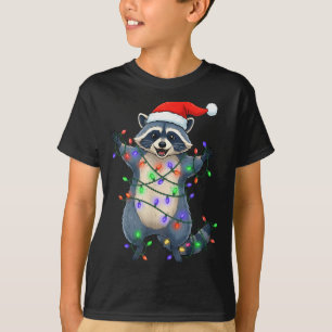 Lustiger Waschbär Weihnachtsmann Hut Weihnachtsbau T-Shirt